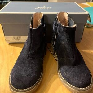Jacadi Paris Kids Dark Blue Suede Ankle Boots size 26/ 165cm runs sm~ US size 10